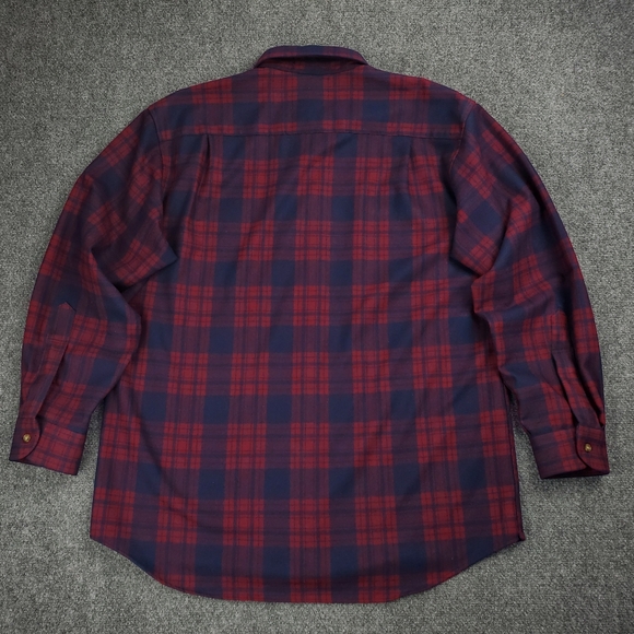 Vintage Pendleton Wool Flannel Shirt Mens Large Tartan Plaid Button Up Red Blue - Picture 2 of 11